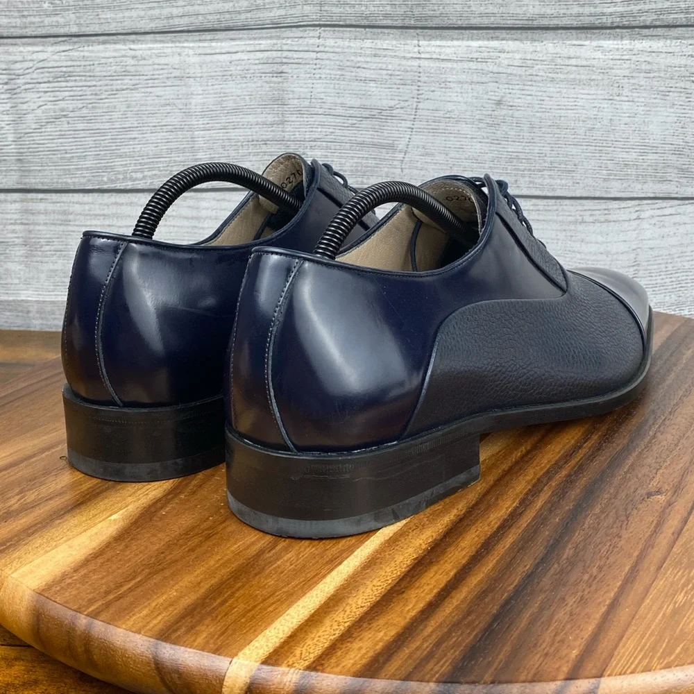 Pelle Line Bryan Cap Toe Deer Skin Navy Leather Oxford Men’s Size 11 EU 44